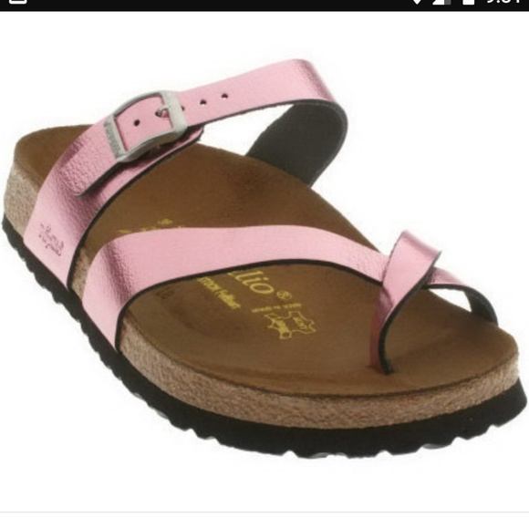 pink metallic birkenstocks